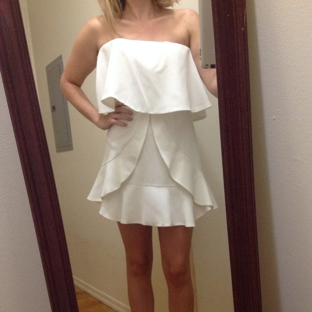 White Strapless Mini Dress